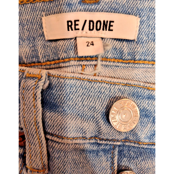 Re/Done Blue Buttonfly 90s High Rise Cotton Women's Ankle Crop Jeans Size 24 - Picture 6 of 9
